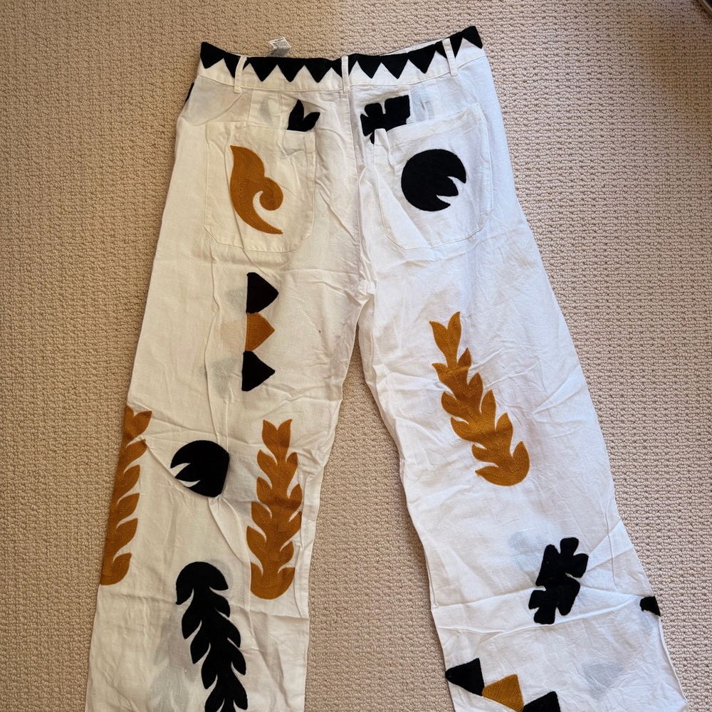 Zara Embroidered Linen Pants